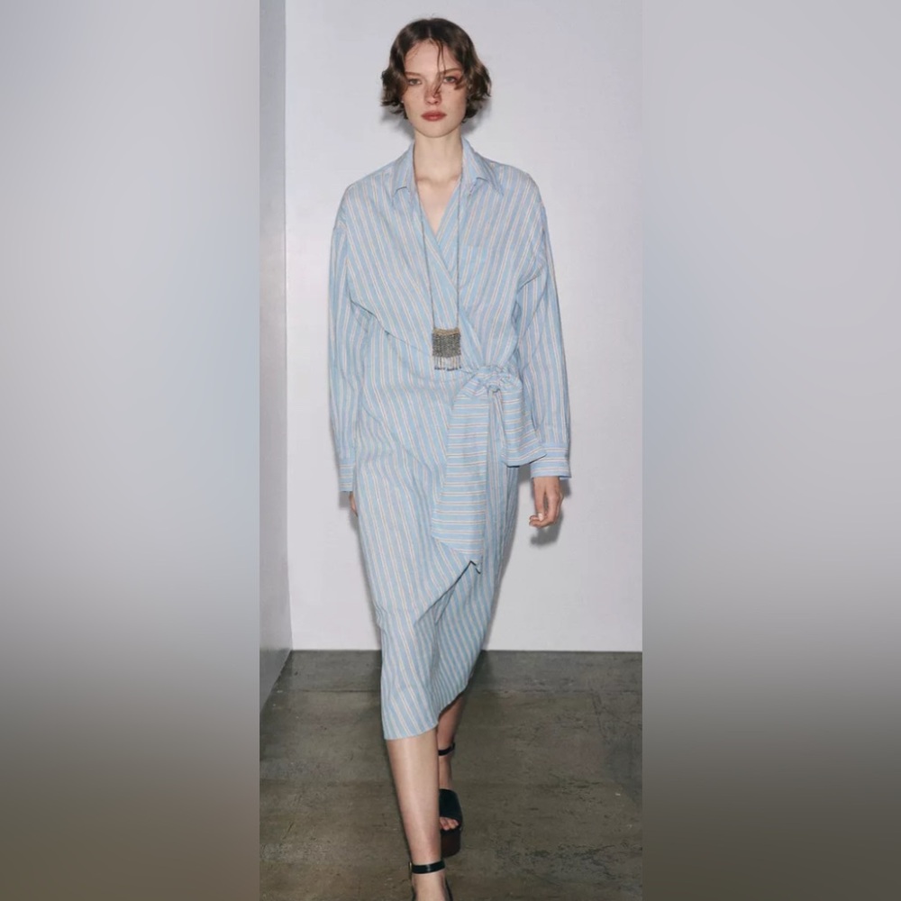 Zara Collection Striped Wrap Dress | NWT